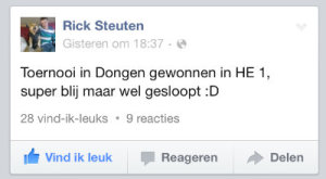 Rick op Facebook, kort na de finale